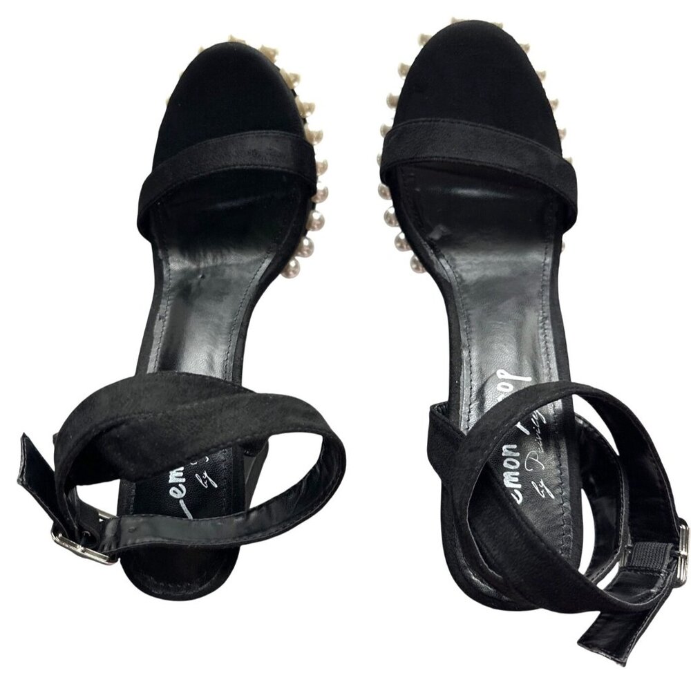 Lemon Drop By Privileged Anemone Black Suede Pearl Platform High Heels Size 10 - Picture 6 of 8